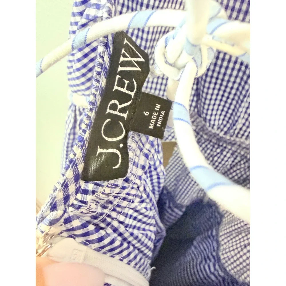 J.Crew Open-back dress in mixed gingham print Size 6 NWT